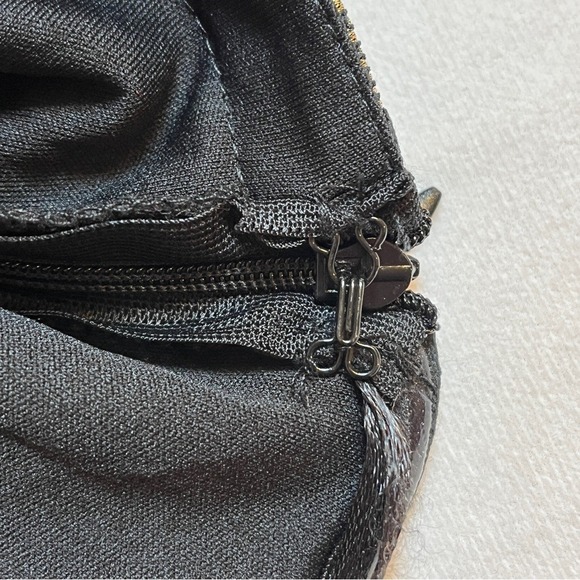 Women's Strapless LoveMarks Dress Small Black/Gold Floral Short Preowned - Picture 8 of 9